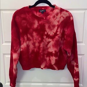 Red tie die cropped sweater
